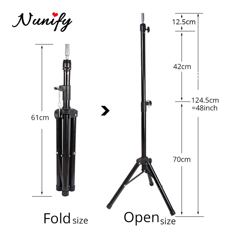 Nunify 21-25Inch Wig Tripod Stand And Canvas Head Wig Manikin Canvas Block Head Stand Aluminium Alloy Round And Mannequin Head