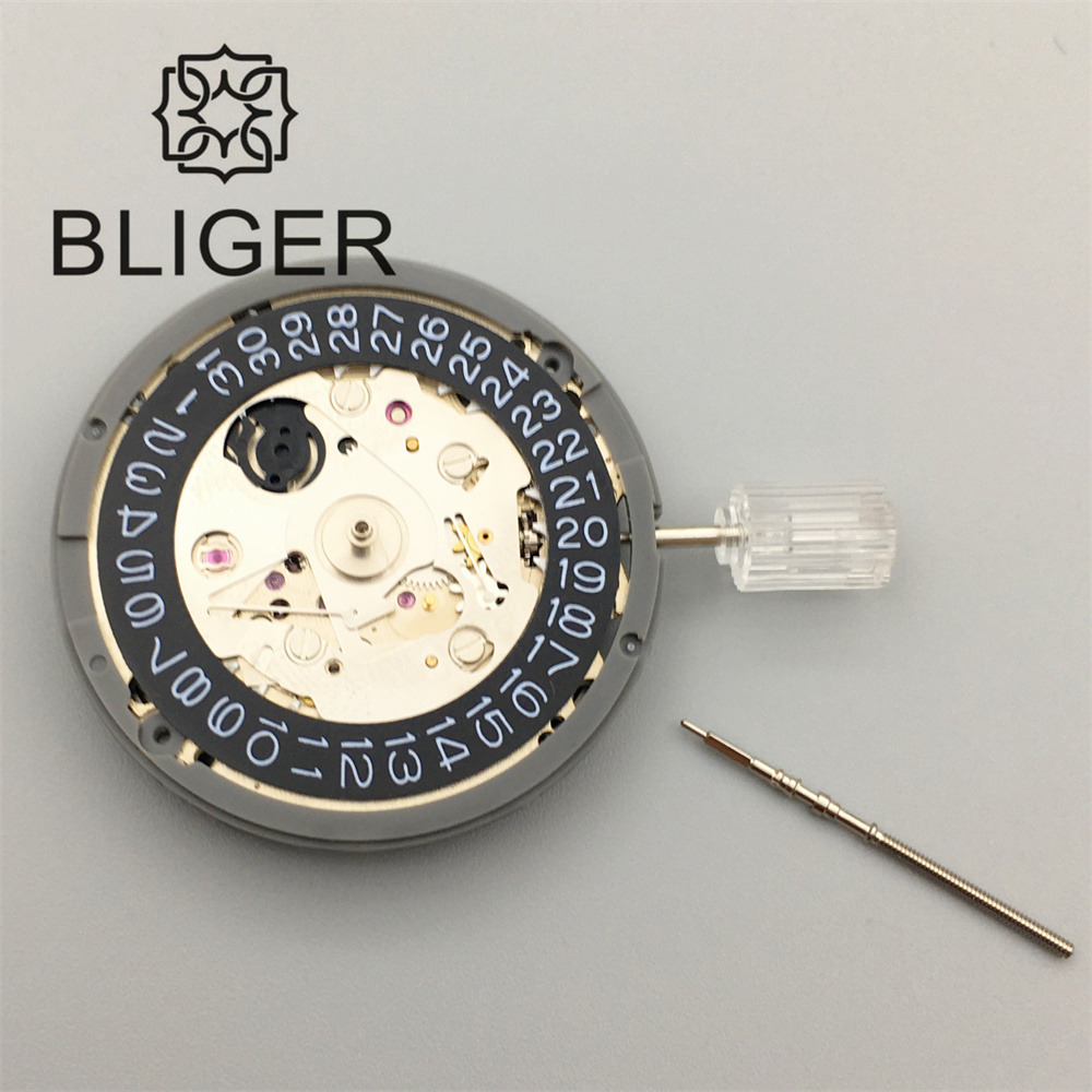 BLIGER-Montre mécanique automatique pour homme, mouvement de la couronne NH35A, réglage de la date en or, haute précision, noir, bleu, blanc, vert, 3,0, 3,8: Black
