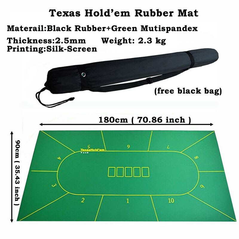 Alfombra de goma para póker, Texas Hold'em tapete de juego, tamaño de distribución de mesa de Casino: 90cm x 180cm, 1 unidad
