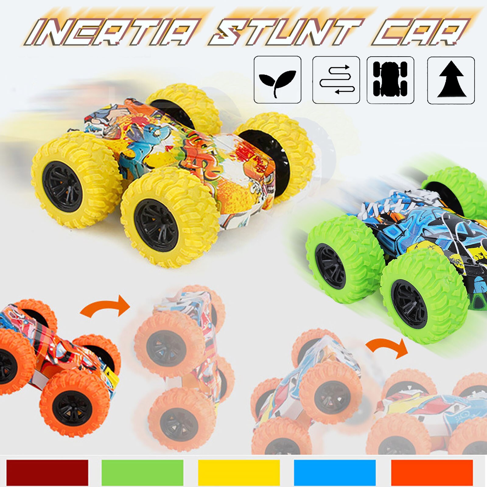 Inertie-Double Side Stunt Graffiti Auto Off Road Model Auto Voertuig Kinderen Speelgoed 5Pcs Voertuigen Dumper Truck Kids auto Speelgoed Voor Kinderen