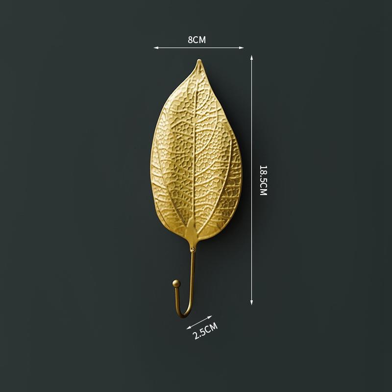 Gold Leaf Shape Hanging hooks Punch-Free Wall Hanger Hanging Storage Rack For Towel Cloth Self Adhesive Household Organizer: G