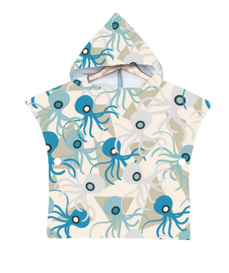 Children Microfiber Beach Cloak Towel Kids Octopus Pattern Cartoon Hooded Bath Towel For Baby Poncho Towel Swim Changing Robe: 5