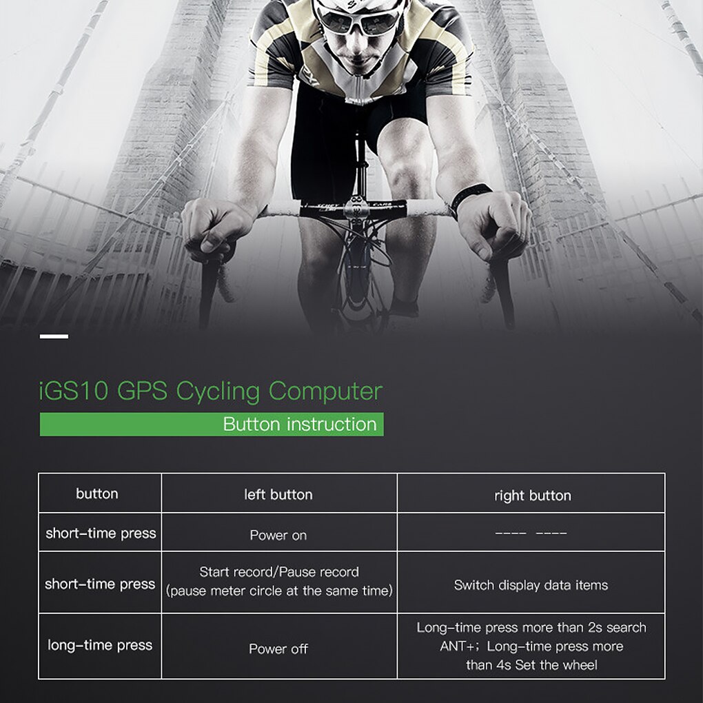 Fiets Computer Draadloze Gps Kilometerstand Snelheidsmeter Racefiets Mtb Fiets Bluetooth Ant + IGS10 Met Cadans Fietsen Computer