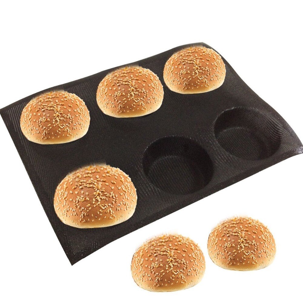 Silikonbullebröd i rund form brödplåt perforerade bageriformar för att baka bröd, hamburgare, bulle, puff, tartelett och mer