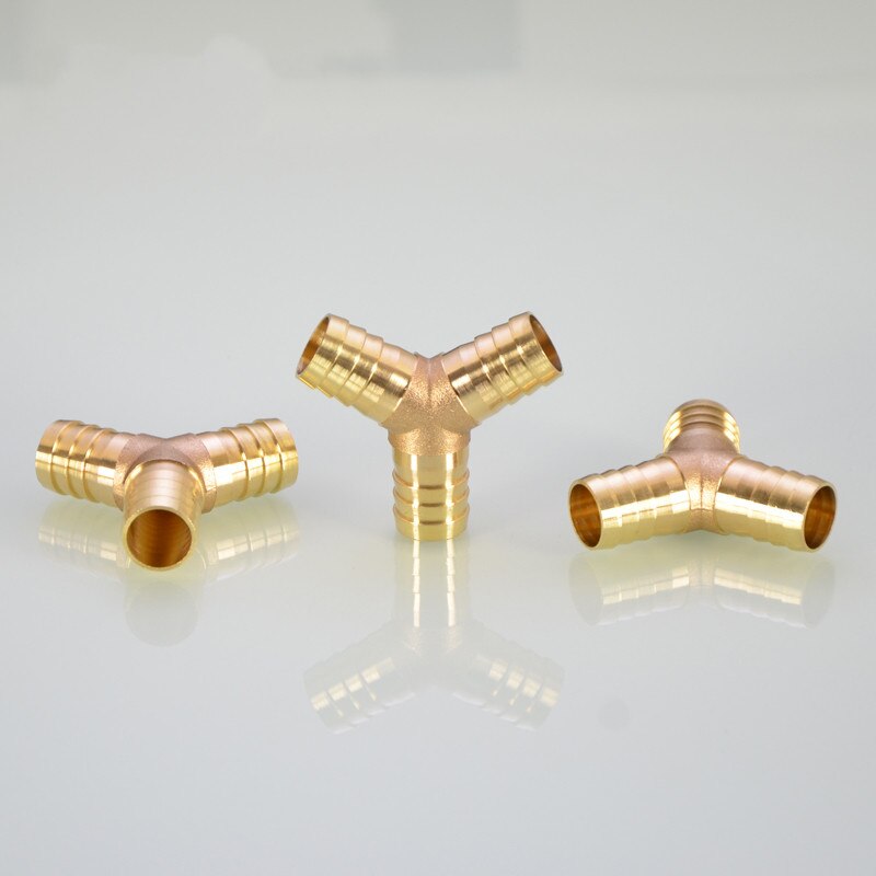 1PC Brass Barb Pipe Fitting Y Type 3 way tee connector For 4mm 5mm 6mm 8mm 10/12/14/16/19/25mm hose copper Pagoda Tube Fittings