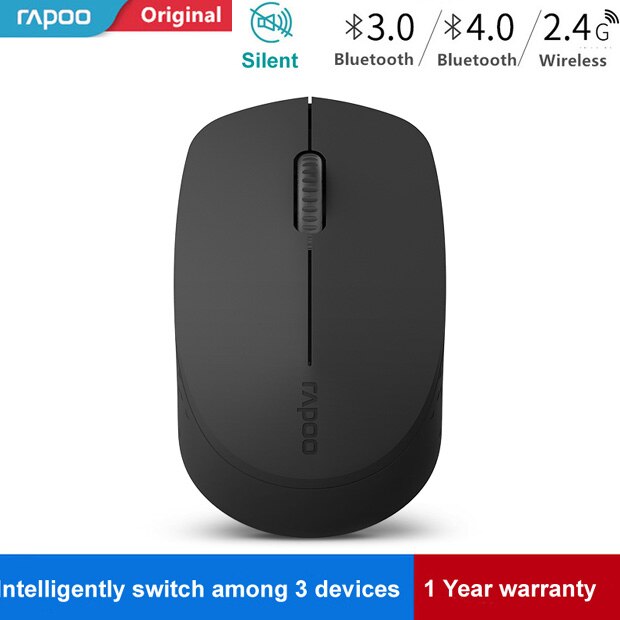 Rapoo – Mini-souris optique sans fil, silencieuse, avec Bluetooth, 3.0/4.0 RF, 2.4 ghz, pour PC et Laptop Windows, nouveauté: Dark gray
