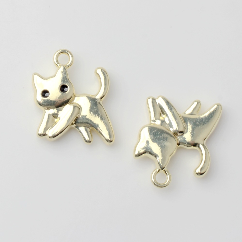 10 stk/parti 14*16mm legerings spraymaling katteanheng sjarm til halskjede armbånd smykker gjør-det-selv tilbehør: Gullfarge