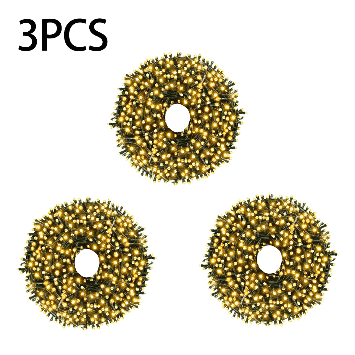 1/2/3 Uds. Guirnalda de luces LED 10M/20M/30M adorno de Hada de árbol de Navidad para exteriores 220V enchufe europeo/110V enchufe estadounidense, lámpara de decoración de CW/WW/RGB: BLANCO / 0,5 W / Enchufe estadounidense