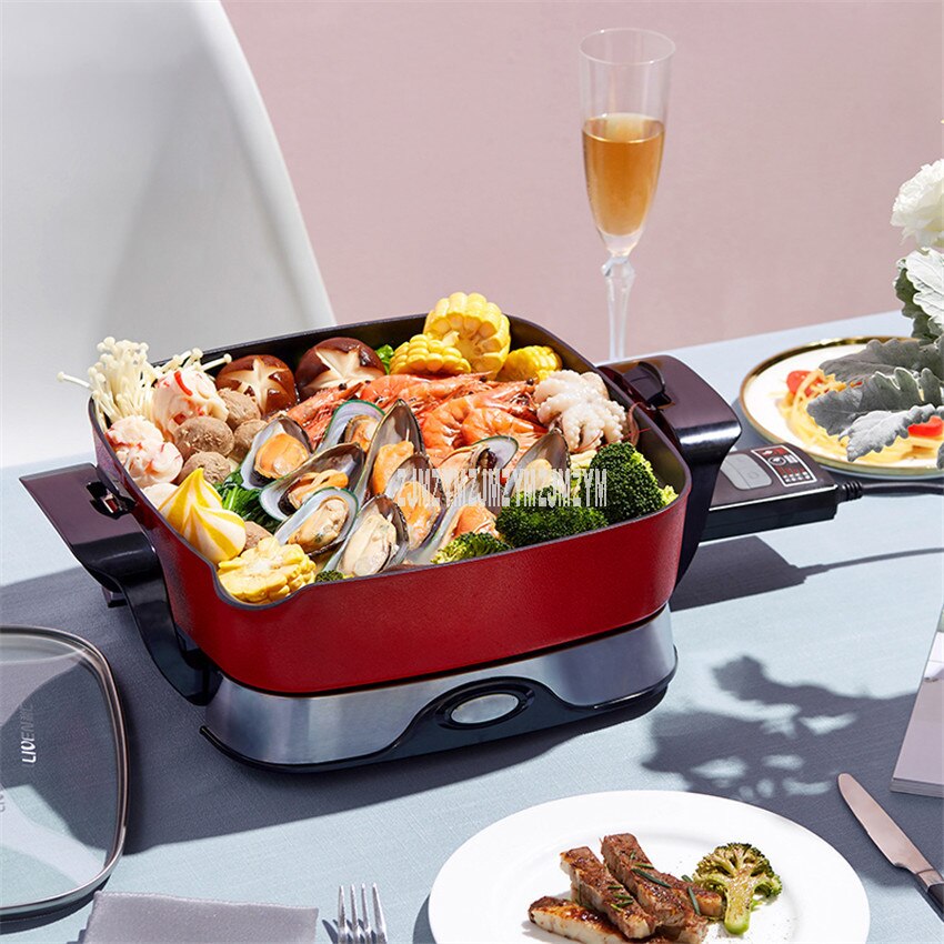 5.5L Electric Pot Multi Cooker Household Separatable Pot Body Korean Style Electric Roasting Stir-frying Cooking Pot Machine