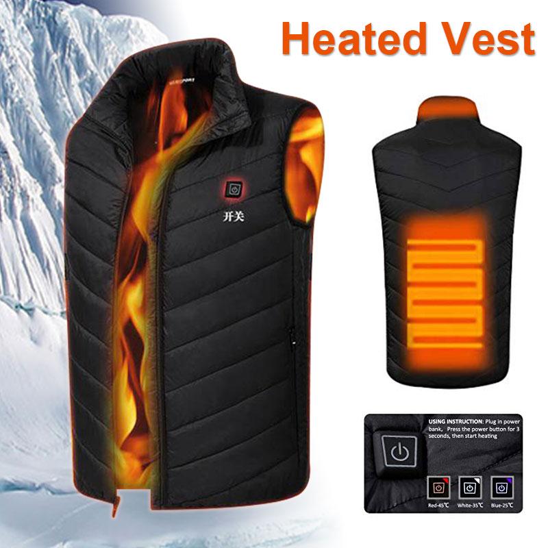 Elektrisk opvarmet vestjakke opvarmet usb krop varmere opvarmning dun ned bomuld 5-12v opvarmet pad tøj termisk varm vinter