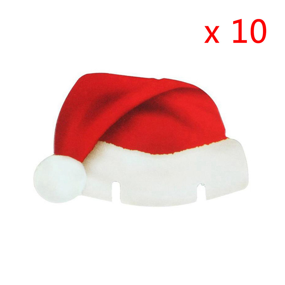 10 stk / parti julekopkort hjemmebord steddekorationer jul santa hat vinglas dekoration år fest forsyninger: Stil 3
