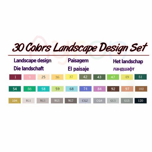 TOUCHNEW 30/40/60/80 Colors Art Markers Alcohol Based Markers Drawing Pen Set Manga Dual Headed Art Sketch Marker Pens: 30 landscape