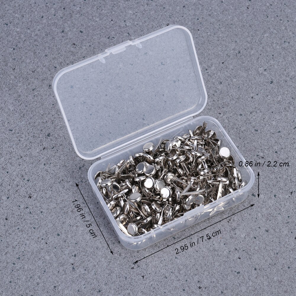 200-Piece Silver Metal Durable Iron Metal Brads Brad Fastener Office Brads Metal Paper Fasteners for Crafts DIY