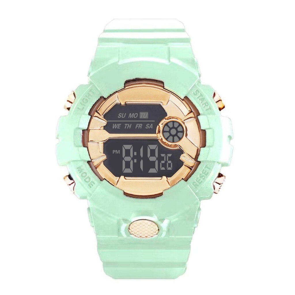 Unisex Multifunctionele Horloge Mode Waterdichte Jongen Meisje Lcd Digitale Stopwatch Datum Rubber Sport Polshorloge Luxe Klok #04: green