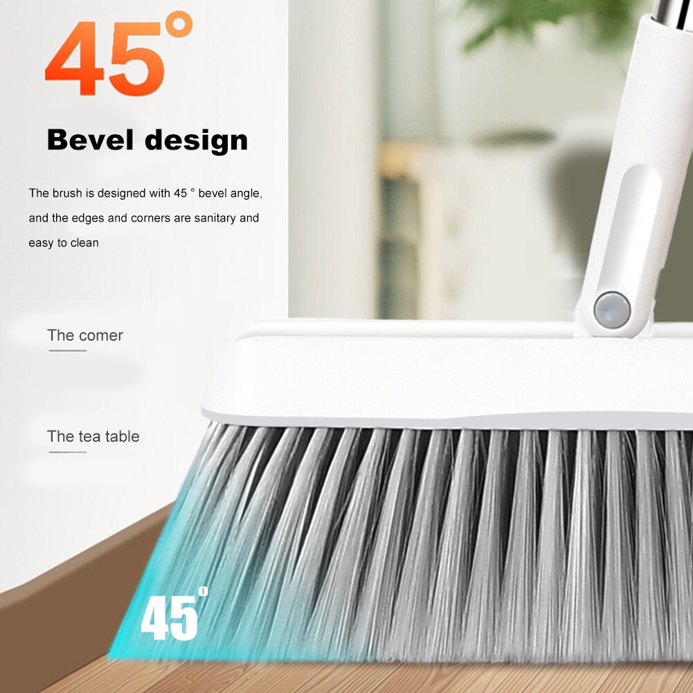 Practical Folding Standing Broom Dustpan Set Windproof Rotatable Windproof Floor Cleaning Tool Durable Swivel Broom Home Devices