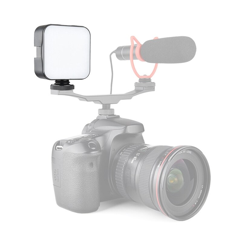 2 pz mini portato Luce video Fotografia riempire-in Lampada 6500K Dimmable 5W con Fredda scarpa montare adattatore per la Macchina Fotografica DSLR