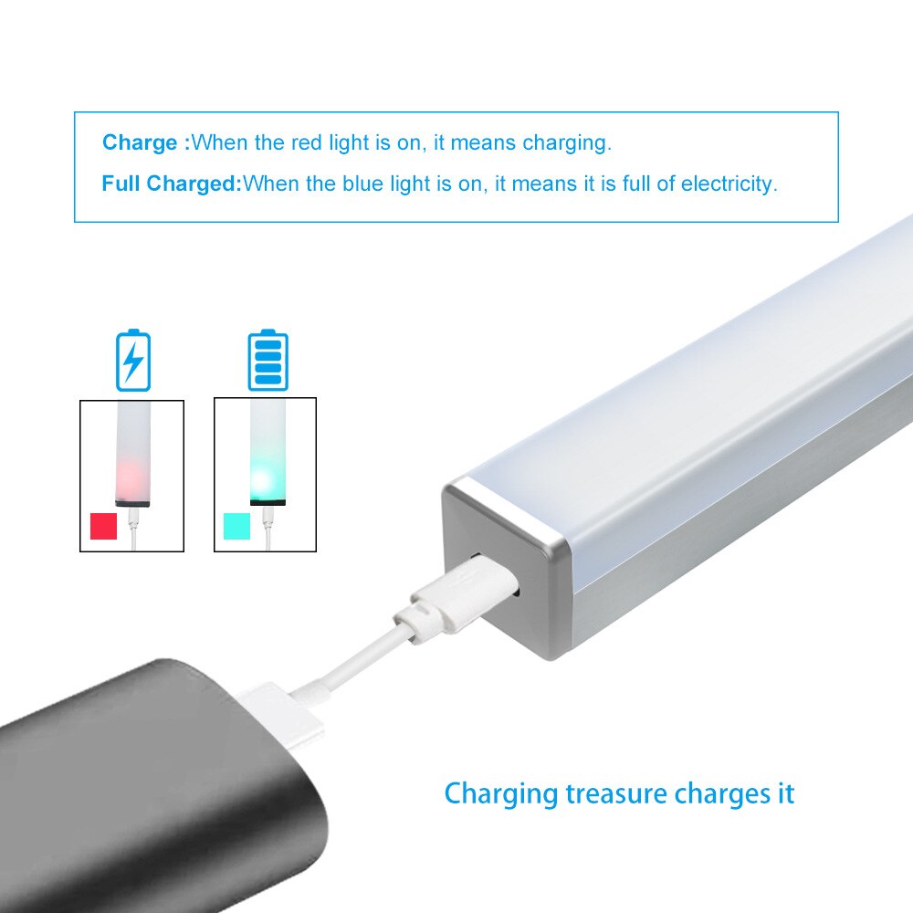 5V Dc Usb Oplaadbare Noodverlichting Led Bar Lichten Pir Motion Sensor Keukenkast Garderobe Wandlamp Magnetische Closet licht