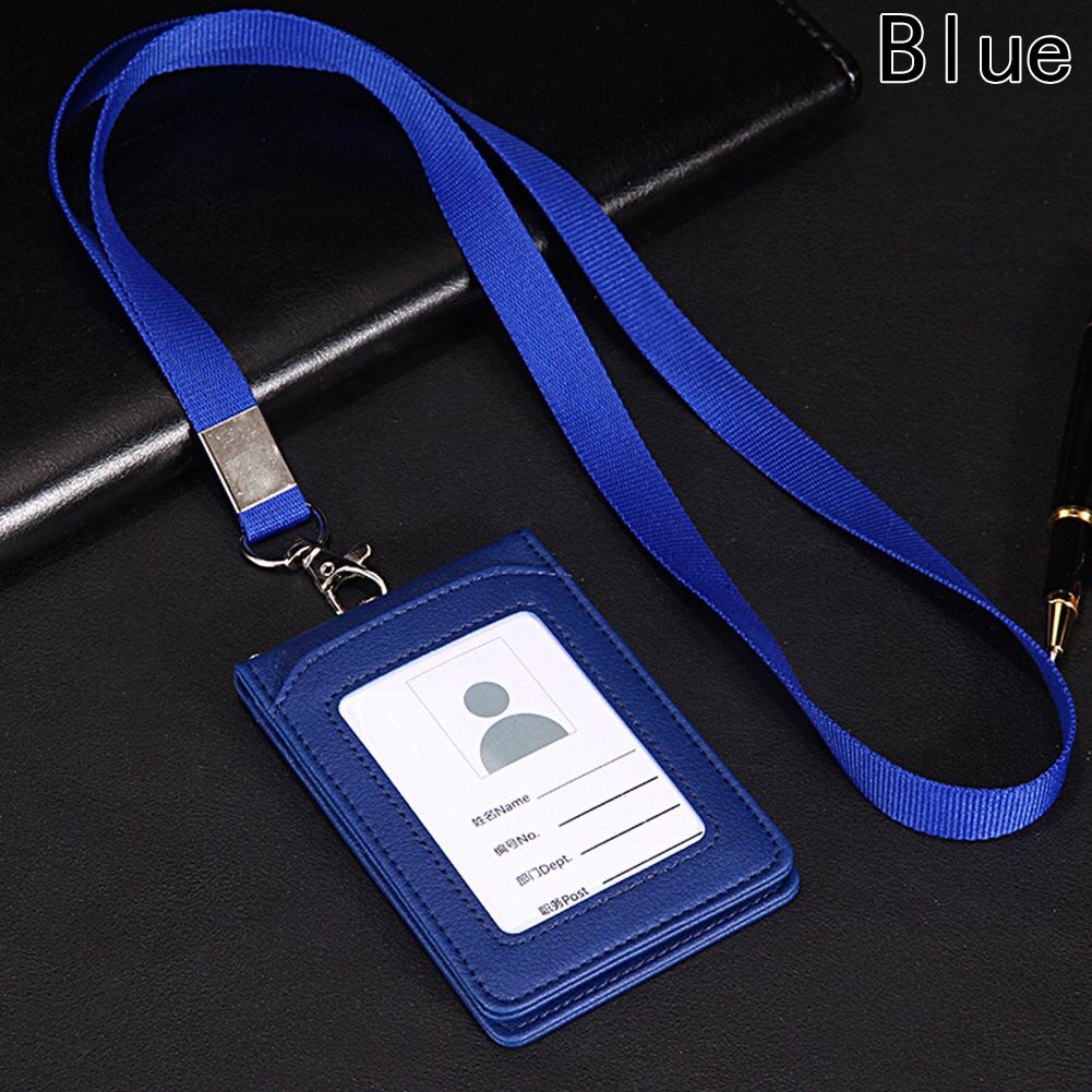 High-grade PU Card Holder Staff Identification Card Neck Strap With Lanyard Badge Neck Strap Bus ID Holders: BL