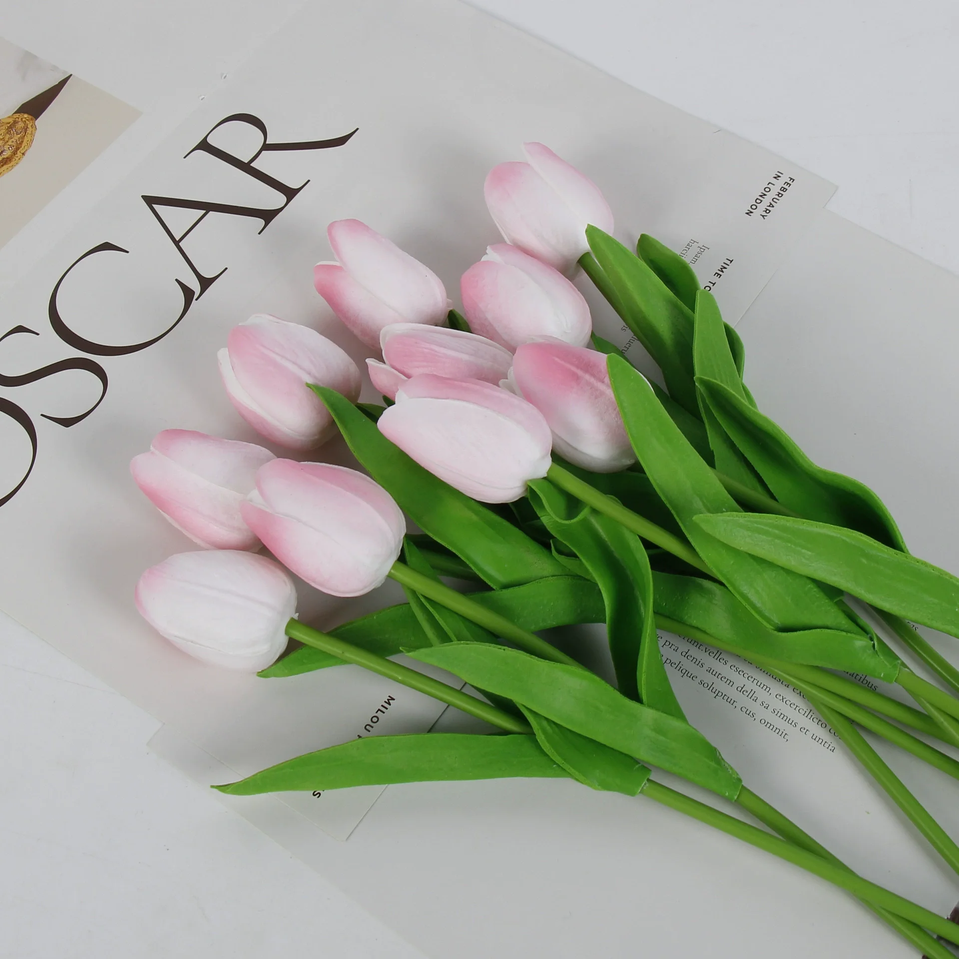 10pc Tulpe Hochzeit Künstliche Blumenstrauß Künstliche Blume Brautstrauß draussen Hausgarten Blumenstrauß Party Vase Dekorative Pflanze: Braun