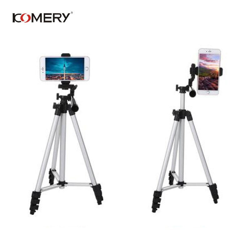 KOMERY Statief Houder Draagbare Professionele Camera Statief Aluminium Statief voor telefoon 1/4 "Schroef 360 Graden tripode para camara