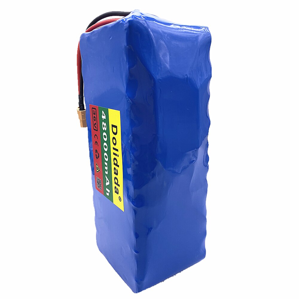 XT60 plug 36V battery 10S4P 48Ah battery pack 500W high power battery 36V48000mAh Ebike electric bicycle BMS