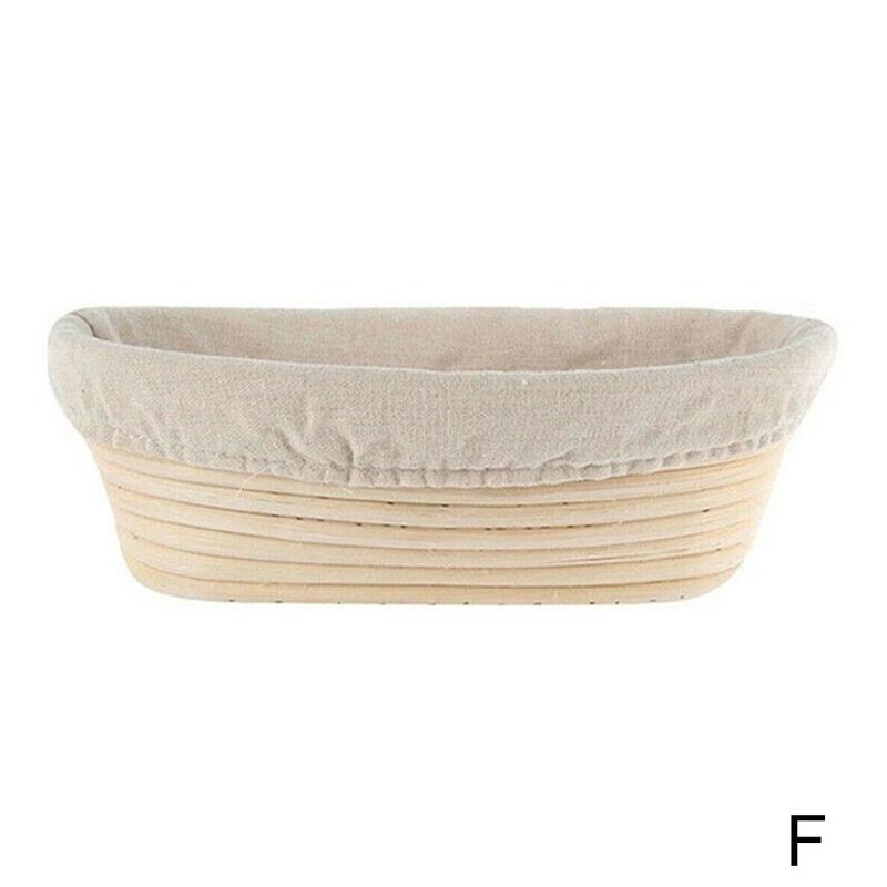 Cuenco de mimbre fermentado para cocina, cesta de pan de forma redonda, cesta de ratán para pan, herramientas de panadería: F