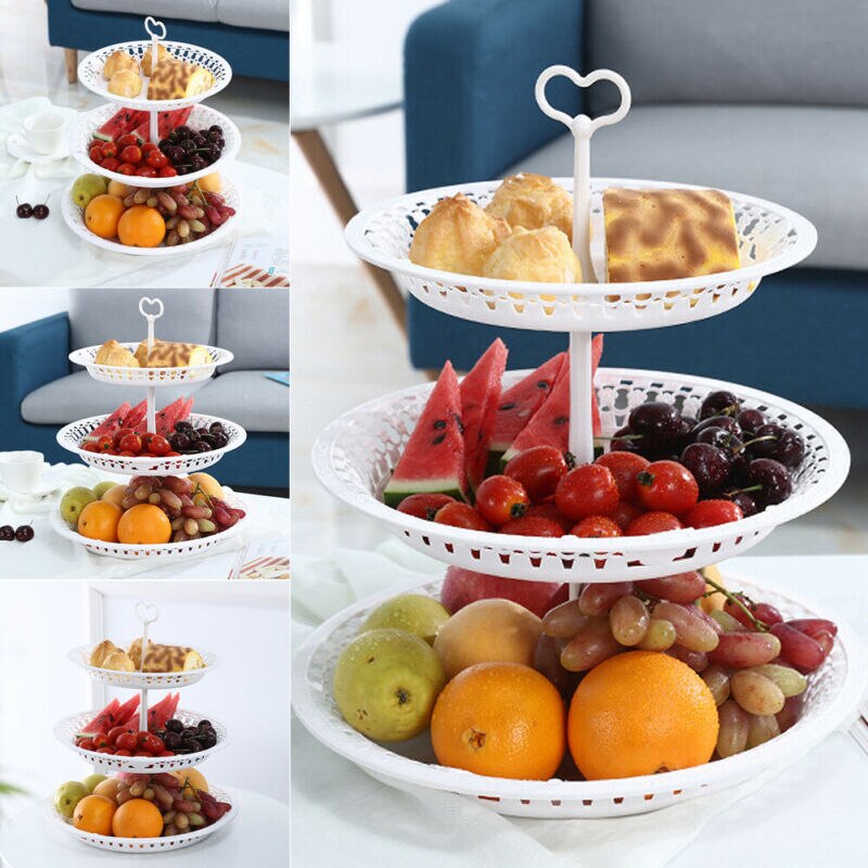 3 Tier Grid Cake Stand Set Cupcake Dessert Round Display Tray Rack Plastic Tower Plate Wedding Decoration Kitchen Cake Tools
