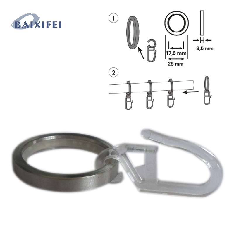 50 Stks D25mm Rvs Ringen Met Slide Attachment, Gordijnroede Ringen voor Raamdecoratie