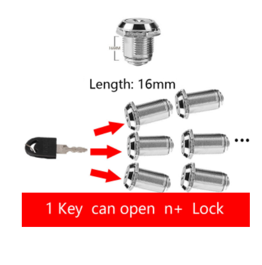 1PCS Drawer file cabinet metal cabinet cam lock longer 10MM 16mm 20mm 25mm 30mm 40mm tool cabinet equipment cabinet box lock: Silver