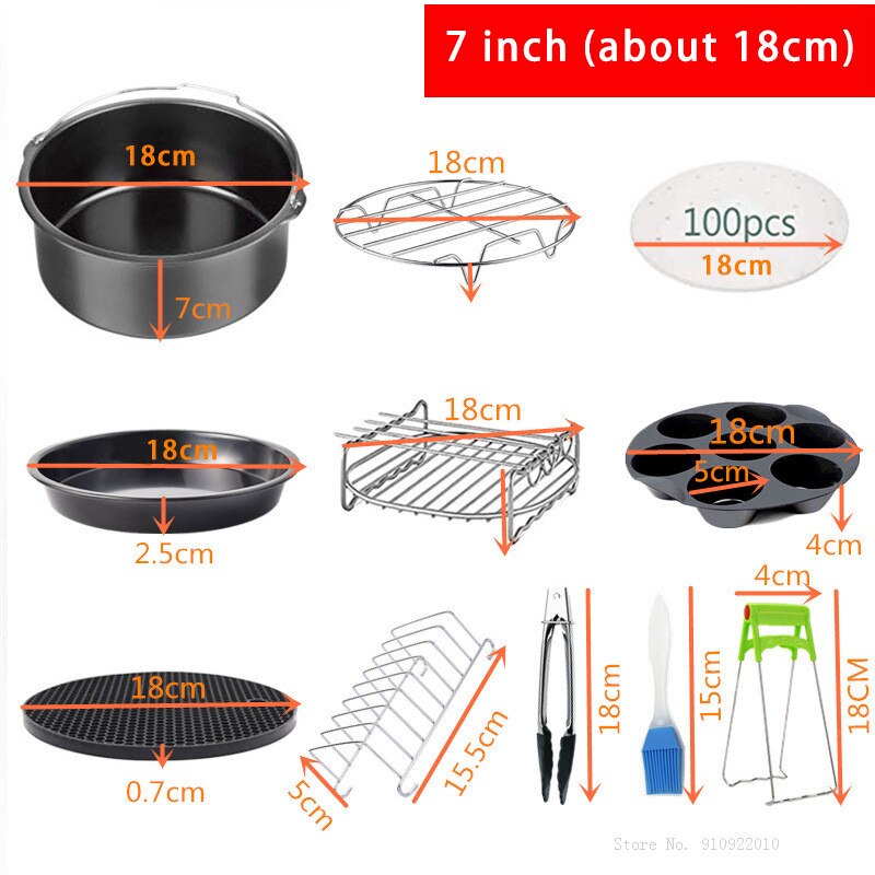 Friteuse à Air de cuisine 7-8 pouces, accessoires pour friteuse à Air Gowise Phillips Cozyna et secure Fit all 5.3QT à 5.8QT 11 pièces/ensemble: 7 inch
