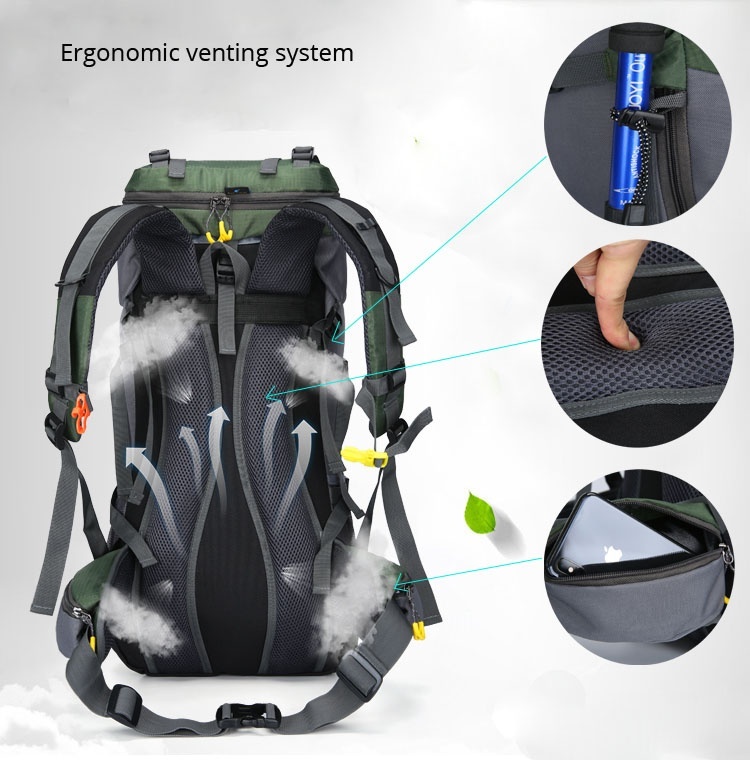 KOKOCAT 60L Wandelen Rugzak Sport Outdoor Rugzak Bergbeklimmen Zak met Regenhoes Rugzak