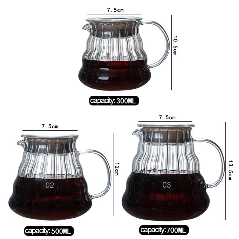 Glas kaffekande kaffekedel genanvendelig varmebestandig kaffe tekande redskab kaffe server barista percolator 300ml 500ml 700ml