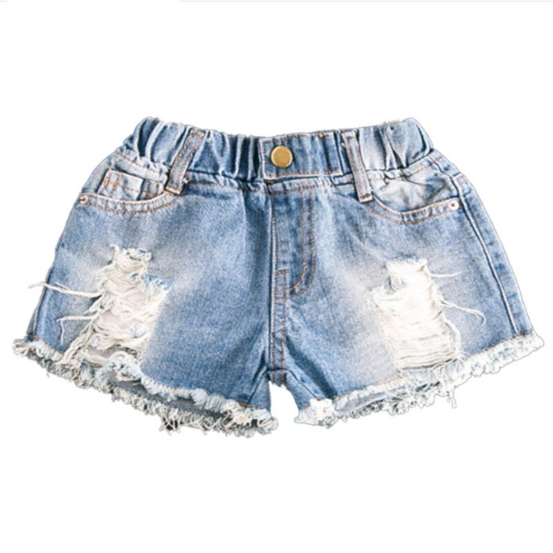 Baby piger drenge shorts jeans huller sommer bomuld børns shorts børn denim shorts til piger tøj toddler pige drenge: 130cm