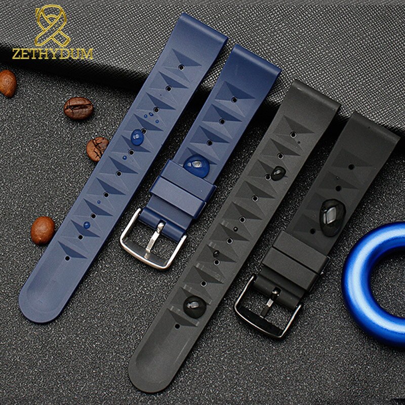 Siliconen Rubber Horloge Band 20Mm 22Mm Horlogeband Voor S-Eiko SRP777J1 Horloge Band Duiken Waterdichte Armband Blauw kleur