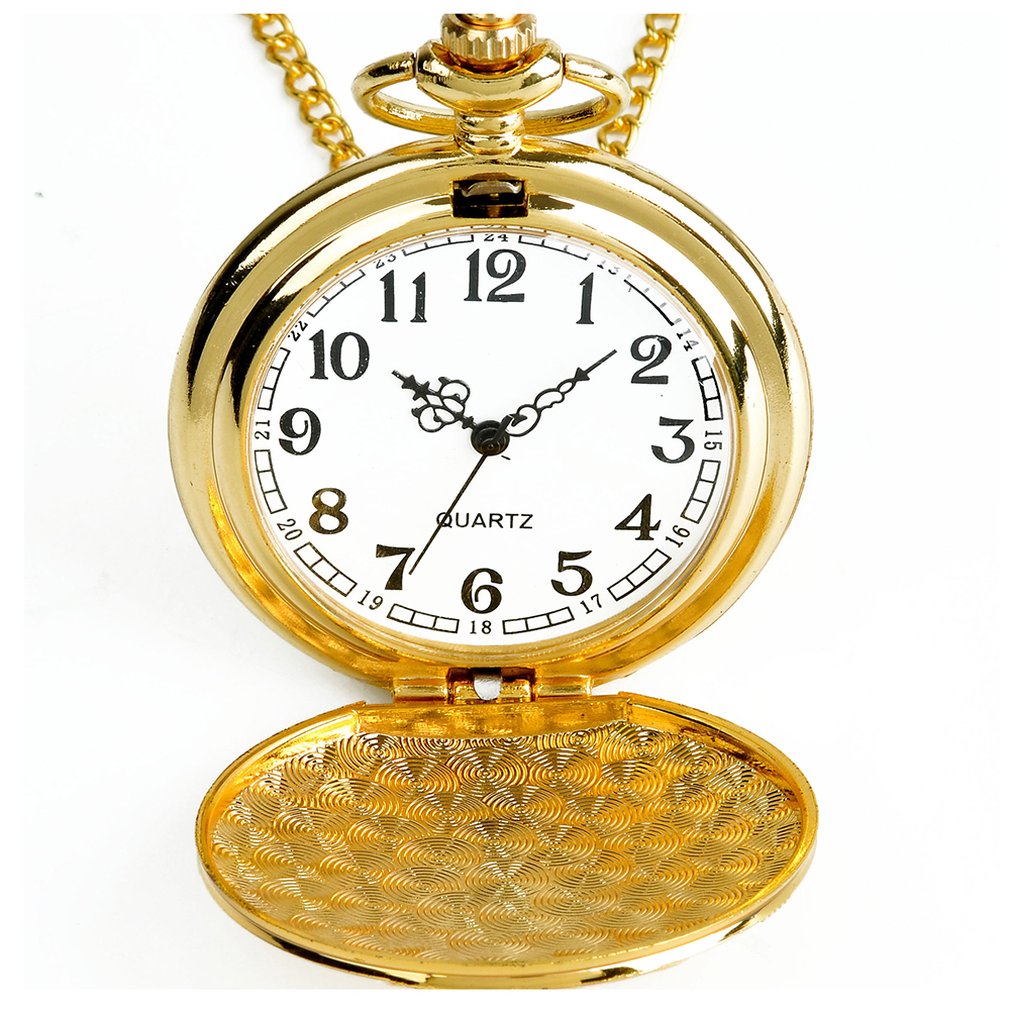 Large Pocket Watch Golden Locomotive Retro Pocket Watch Classic Men'S Women'S Quartz Pocket Watch