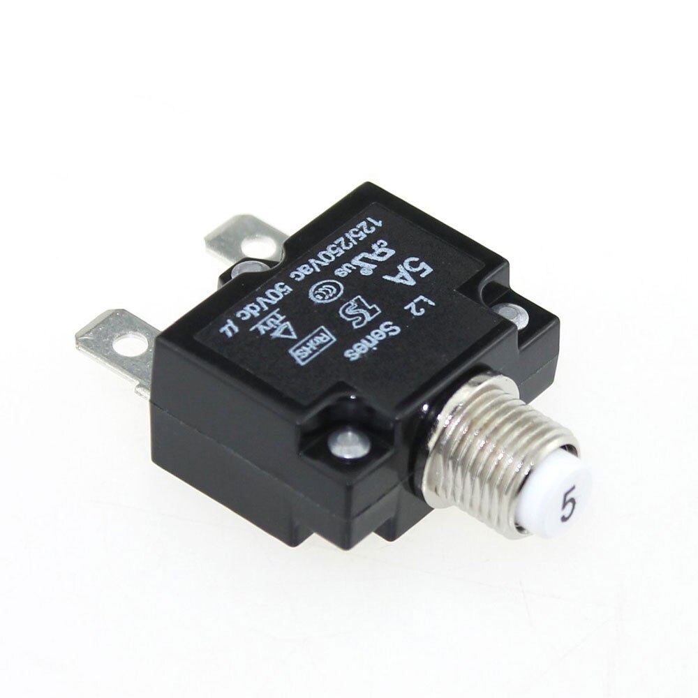 Iztoss Circuit Breakers Waterproof Push Button Resettable Thermal Fuse DC50V AC125-250V with Quick Connect Terminals