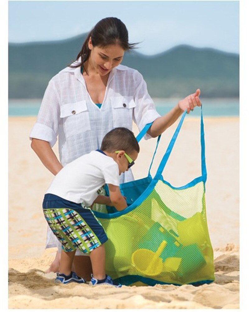 Grote Mesh Tote Bag Kleding Speelgoed Dragen Alle Zand Weg Strandtas Outdoor Draagbare Hand Tas Zwemmen Sport Speelgoed Opslag voor Kids