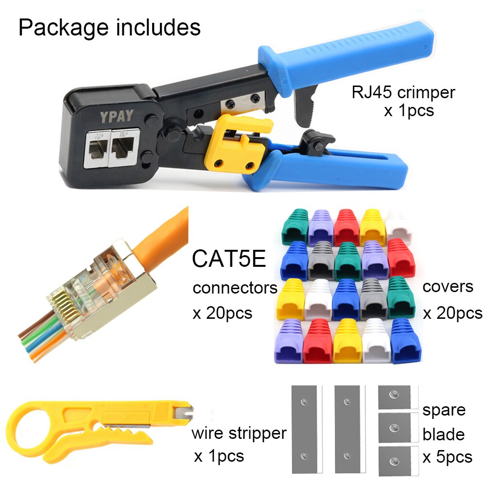 YPAY – pince à sertir de câble rj45, outils réseau, rj12 cat5 cat6 8p 6p rj 45 pince de serrage multifonction: package B