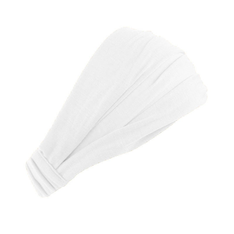 zomer dames effen katoenen hoofdband elastische brede zachte meisjes sport yoga geknoopte hoofdband hardloopzweetband voor tennisgymnastiek: WHITE