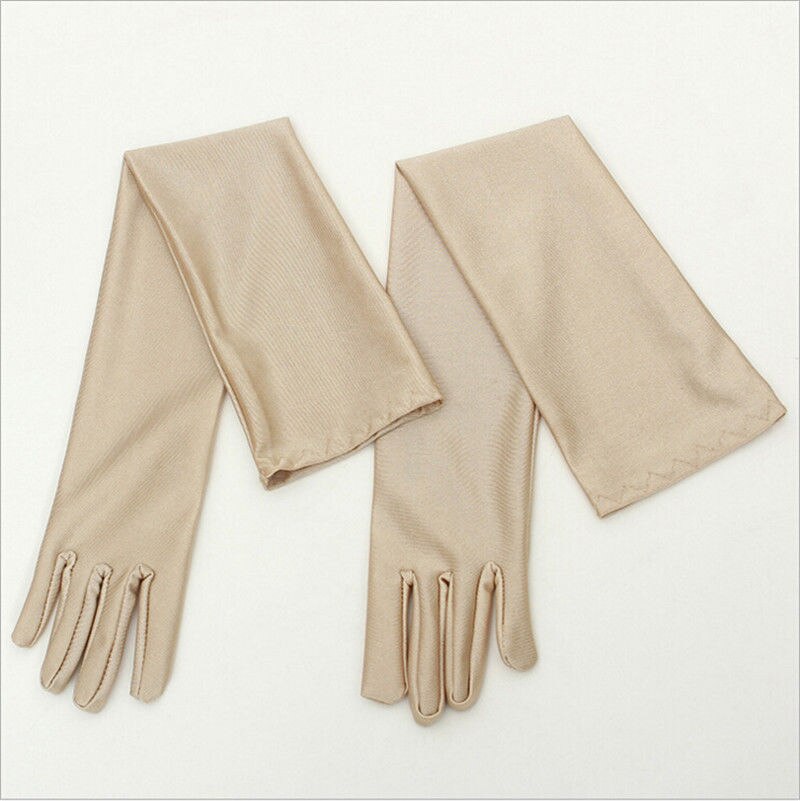 Guantes clásicos elásticos de satén para adultos, guantes largos de encaje blanco, negro, blanco, rojo y gris, accesorios de boda
