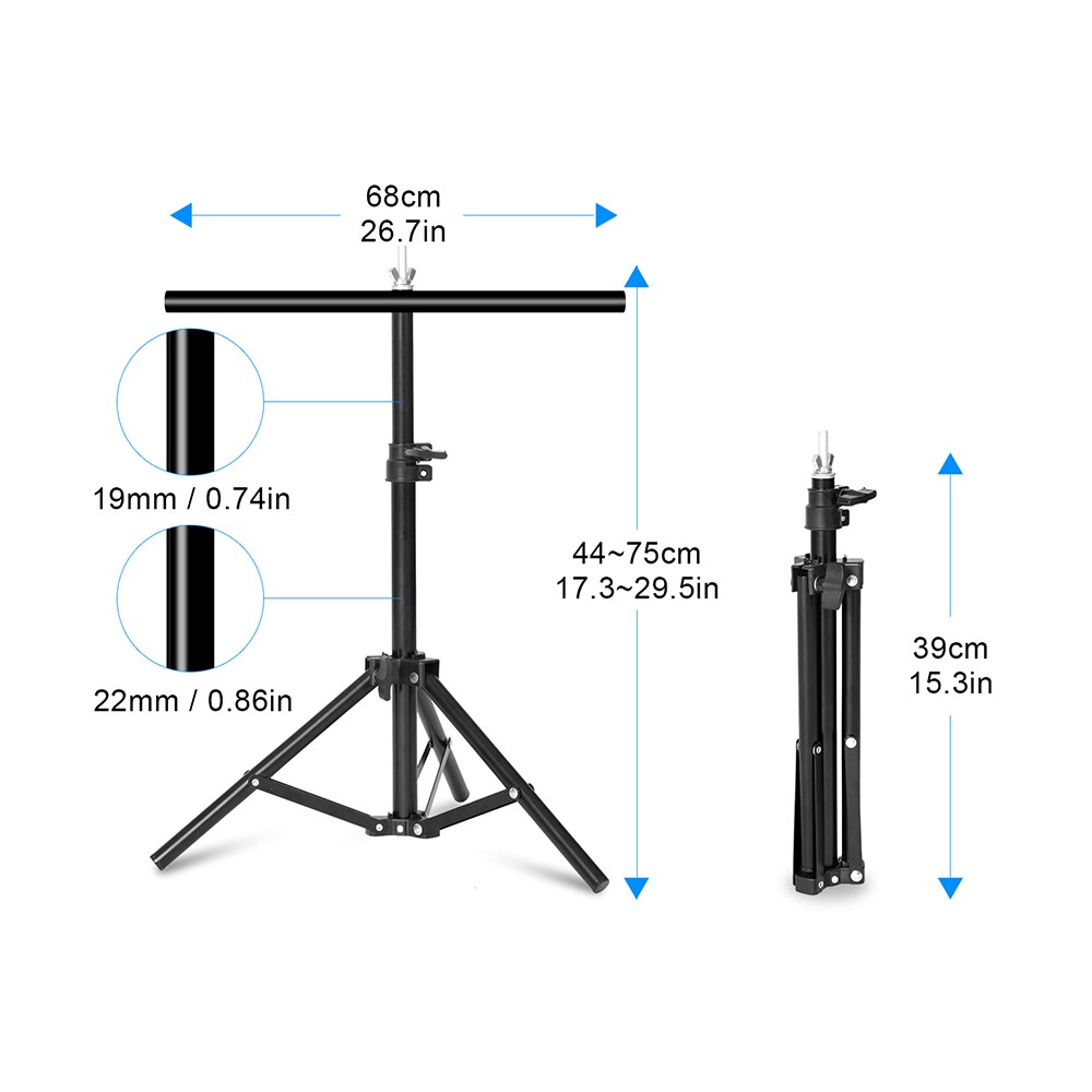 Fond cadre photographie toile de fond en forme de T Support de fond système arrière-plans en métal pour studio photo