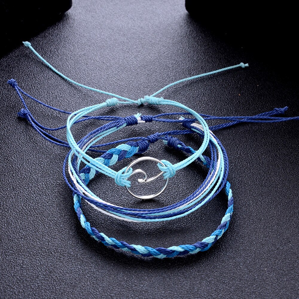 3pcs Bohemia Blue Wave Ankle Bracelet Rope Beach Anklet Jewelry Anklets For Women Accesories boho Leg Bohemian Chain