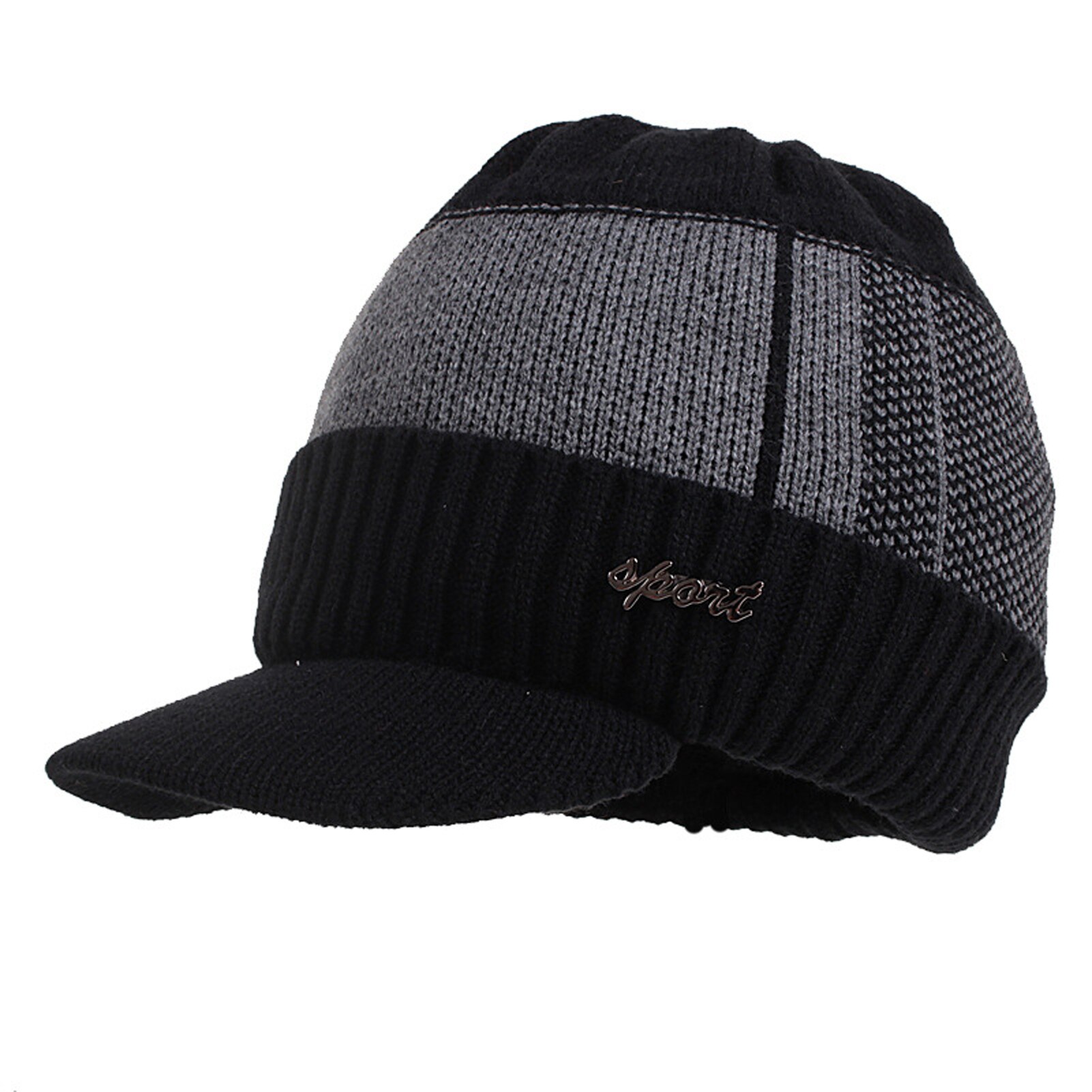 Ensemble de bonnets et écharpes en laine pour homme et femme, Bonnet tricoté, cagoule, masque Gorras, hiver: Black B