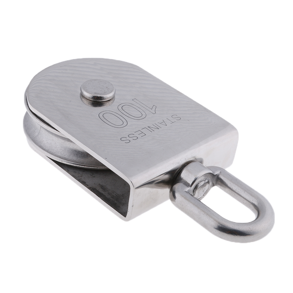 100mm 304 Stainless Steel Single Wheel Swivel Lifting Rope Pulley Block