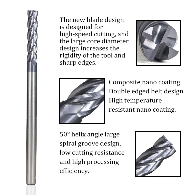 Fraise en bout de carbure XCAN 4/5/6/8mm fraise en bout CNC outils de gravure 4 fraises à fente