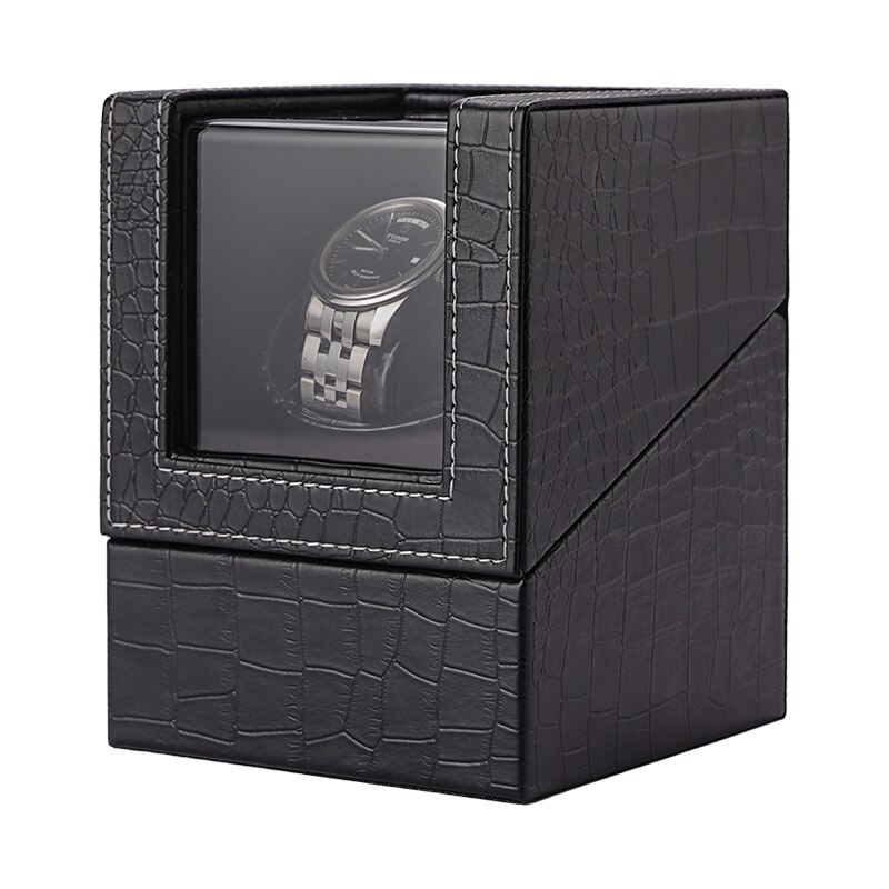 Carbon Fiber Horloge Shaker Mini Enkele Elektrische Horloge Doos Self Winding Horloge Ontvanger Display Horloge Winder Box Eu/us/Uk/Au: Crocodile pattern