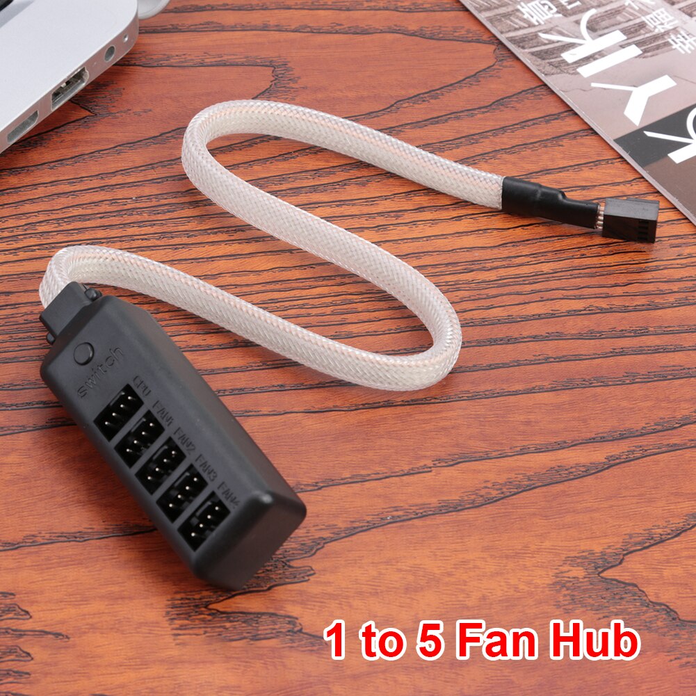 1 to 5 Multi Way Fan HUB 4Pin RGB Cooler Splitter Adapter for Desktop PC Computer Case Chassis 12V CPU Support 5 Fans PWM Device