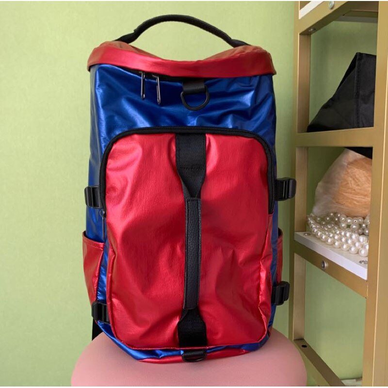 School Backpack Gym Travel Bag for Women Men Camping Outdoor SPorts Shoulder Bag With Shoes Pocket Fitness Training Bag XA221A: Red Blue