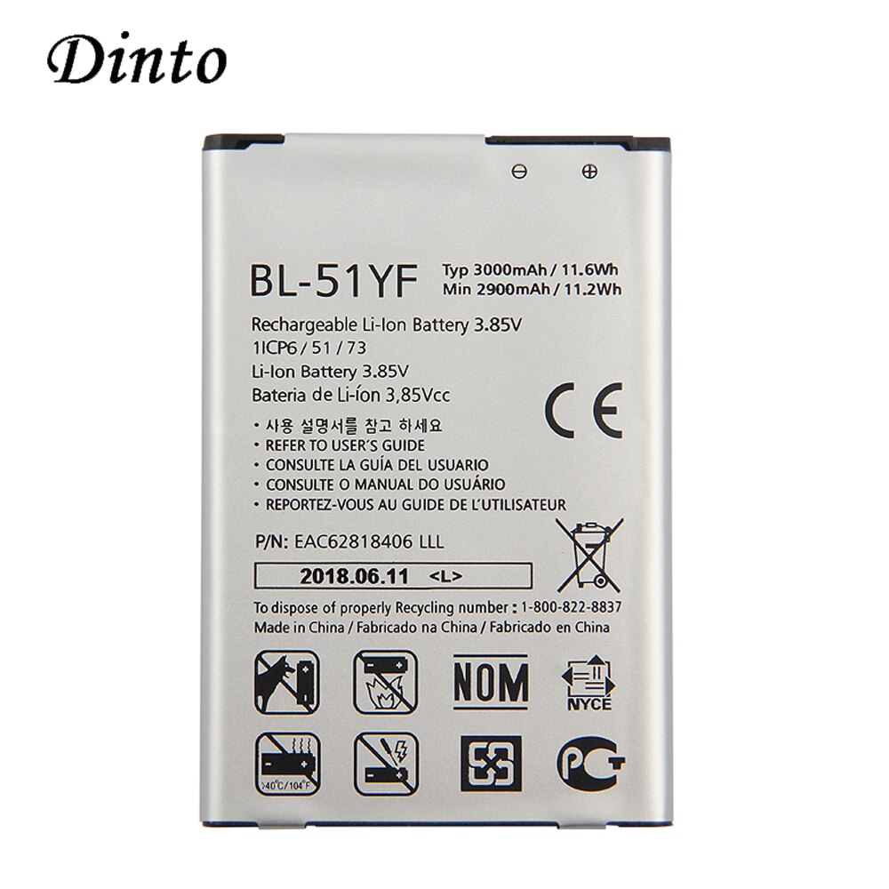 Dinto BL-51YF BL51YF Bl 51YF Vervanging 3000 Mah Mobiele Telefoon Batterij Voor Lg G4 H810 H815 H818 F500 US991 VS986