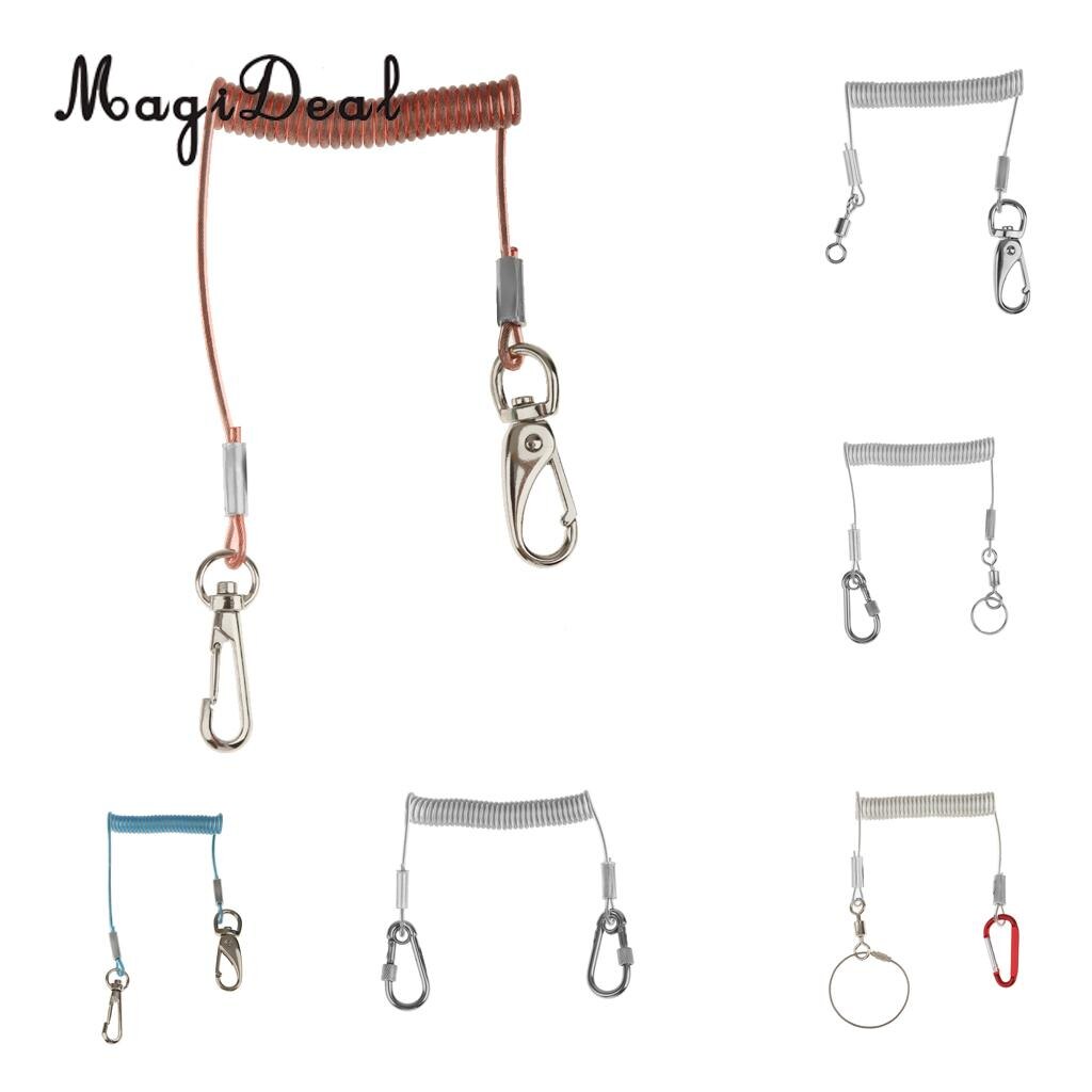 Magideal duurzaam roestvrij staal 1.6m intrekbare draad opgerolde lanyard veiligheidslijn met slot karabijnhaken roeiboot onderdelen benodigdheden